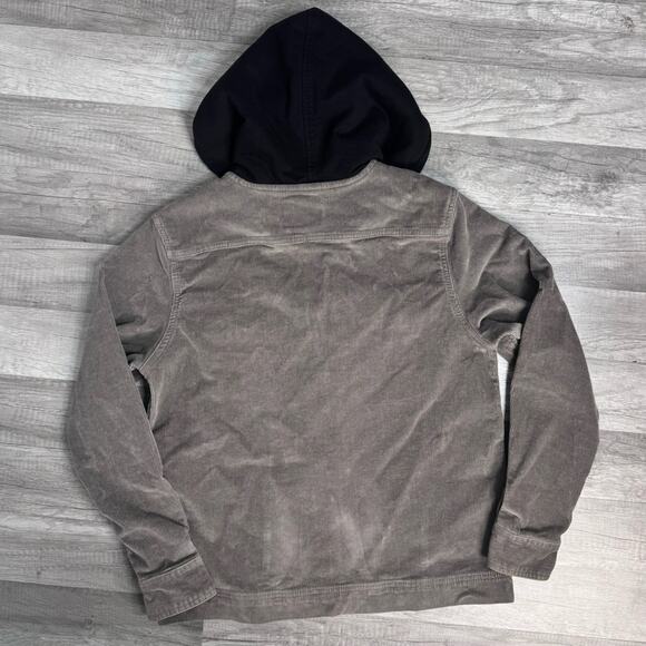 Corduroy Gray Jacket Lined Hood Size Medium Skater - Picture 3 of 9